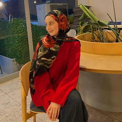 Rosaly Desen Vual Şal Kırmızı