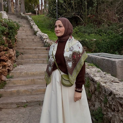 Beauty And The Beast Desen Floş Viskon Eşarp Forest