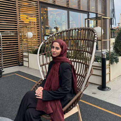 Nara Pamuk Floş Jakarlı Şal Bordo