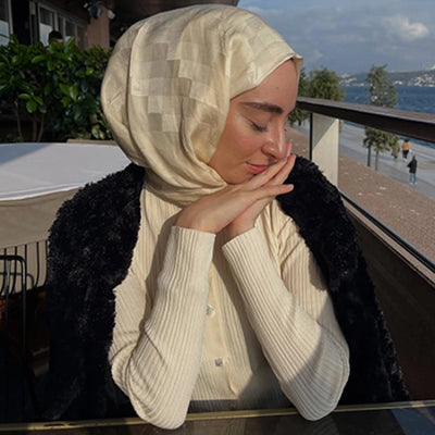 Nori İpeksi Jakar Şal Fildişi