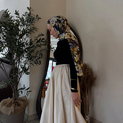Beauty Blossom Desen Rami Şal Butter