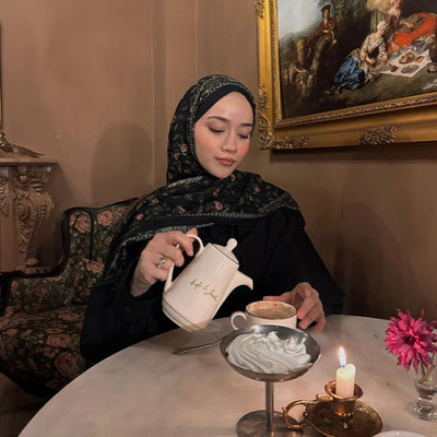 Leana Desenli Pamuk Viskon Şal Siyah