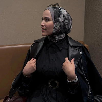Rose Breeze Desenli Pamuk Viskon Şal Tozlu Kahve