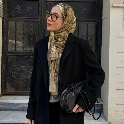 Soft Hıbıscus Desenli Pamuk Viskon Şal Çağla
