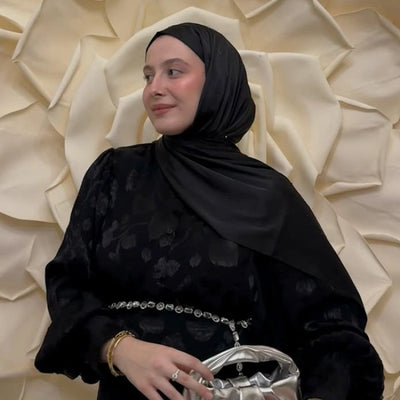 Strass Taşlı İpeksi Şal Siyah