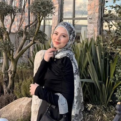 Floral Lace Desen Rami Şal Ekru