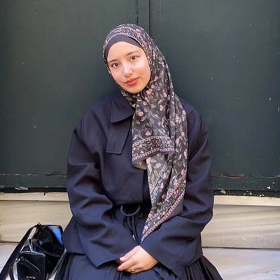Leana Desenli Pamuk Viskon Şal Mürdüm
