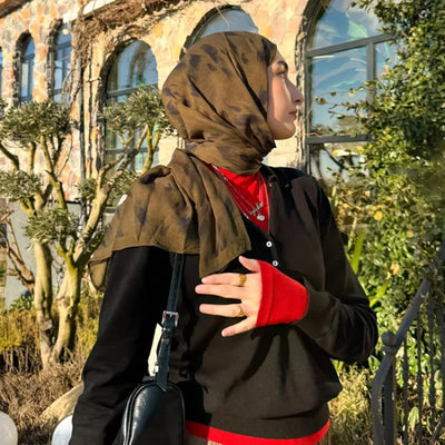 Leopard Desen Rami Şal Kahve