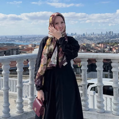 Rose Breeze Desenli Pamuk Viskon Şal Mürdüm