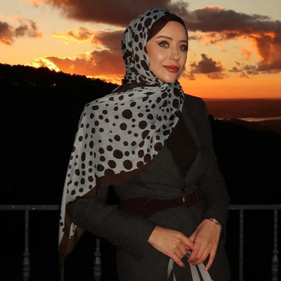 Polka Dots Desen Rami Şal Açık Mavi