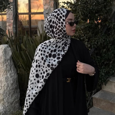 Polka Dots Desen Rami Şal Ekru