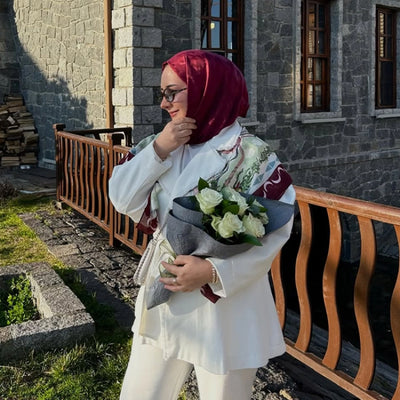 Kazayağı Jakarlı Şal Kırmızı