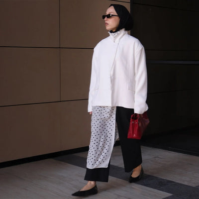 Small Polka Dots Desen Rami Şal Ekru