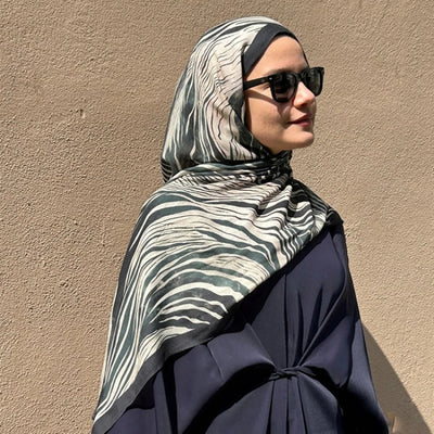 Wıld Zebra Desen Rami Şal Derin Yeşil