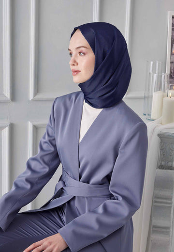 Lacivert Janjanlı Şal