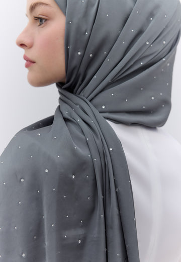 Füme Strass Taşlı İpeksi Şal
