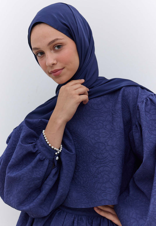 Lacivert İpeksi Elegance Şal