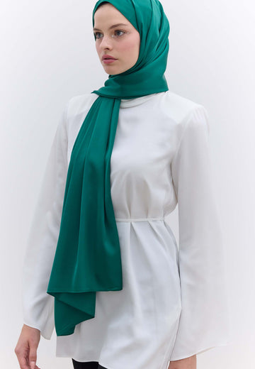 Koyu Yeşil İpeksi Elegance Şal