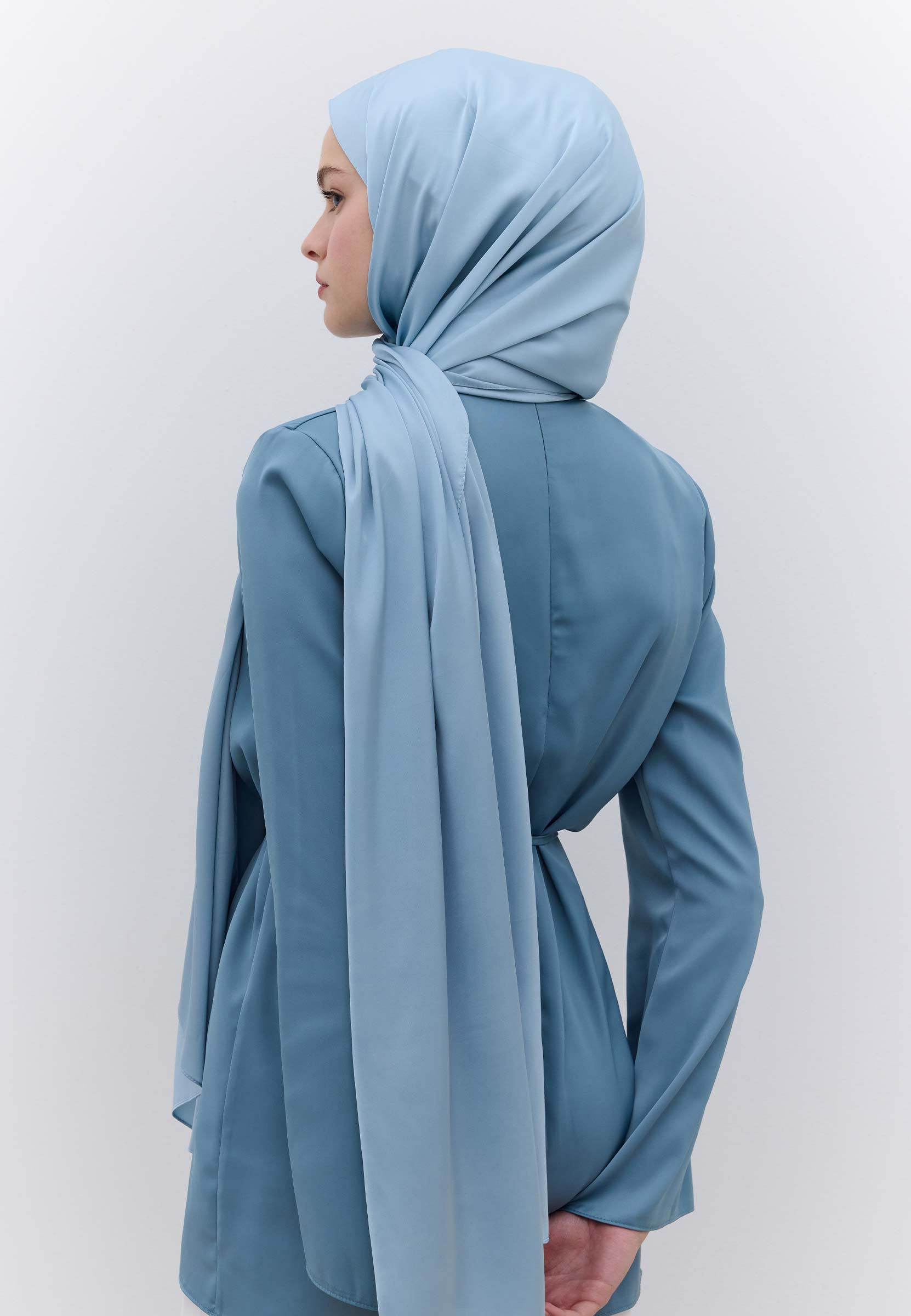 Açık Mavi İpeksi Elegance Şal