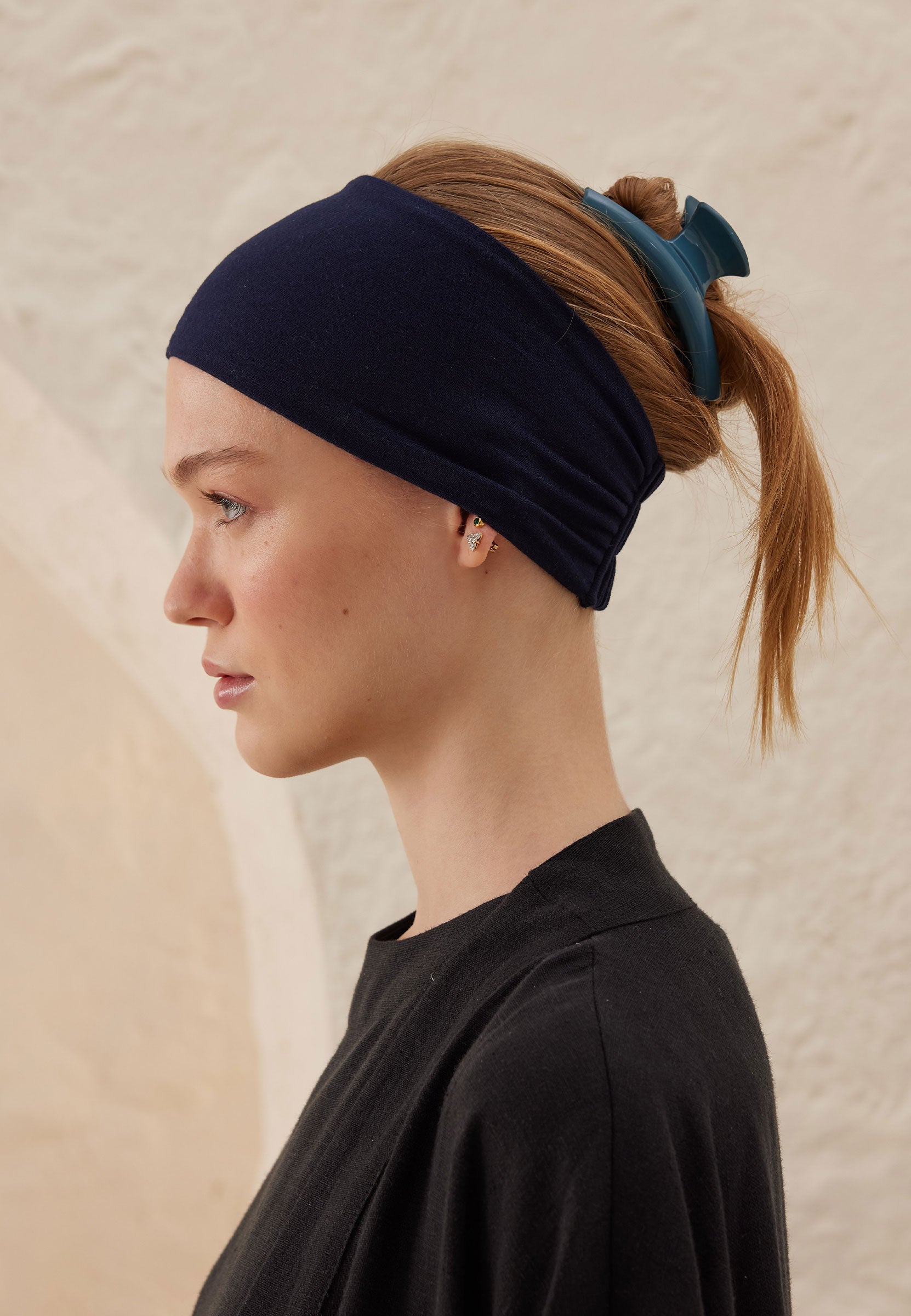 Lacivert Silikonlu Kaydırmaz Bandana