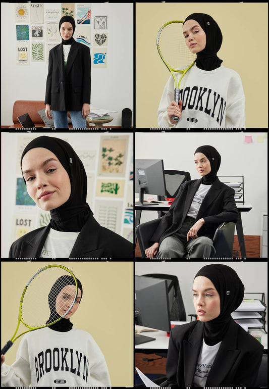 Siyah Athletıc Hıjab