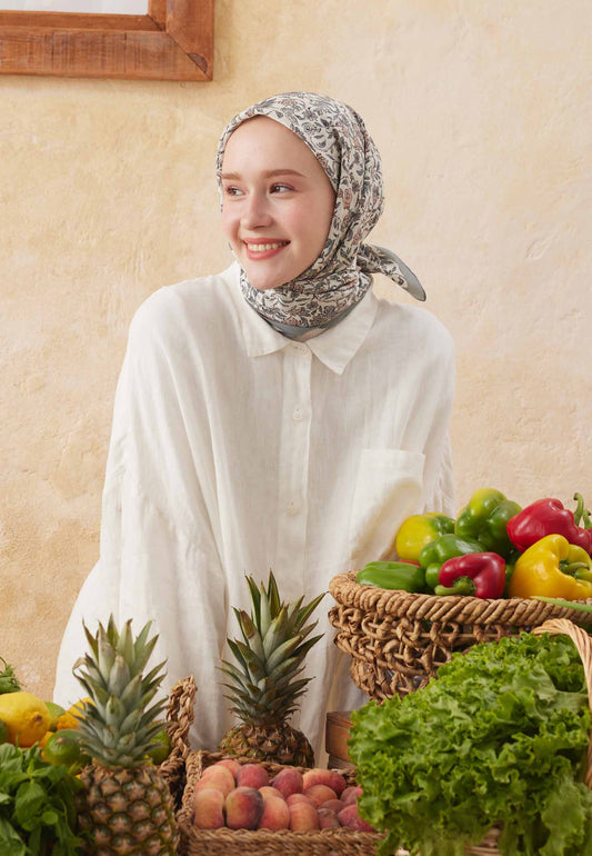 Füme Morocco Desen Pamuk İpek Eşarp