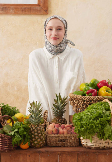 Füme Morocco Desen Pamuk İpek Eşarp