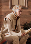 Pastel Turuncu Aspen Desen Pamuk İpek Eşarp