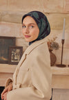 Lacivert Dark Flower Desen Pamuk İpek Eşarp