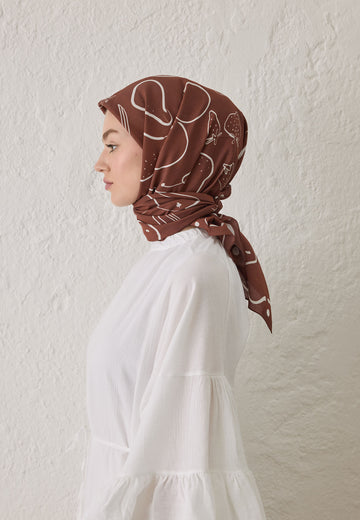 Bordo Eloıse Desen Pamuk İpek Eşarp