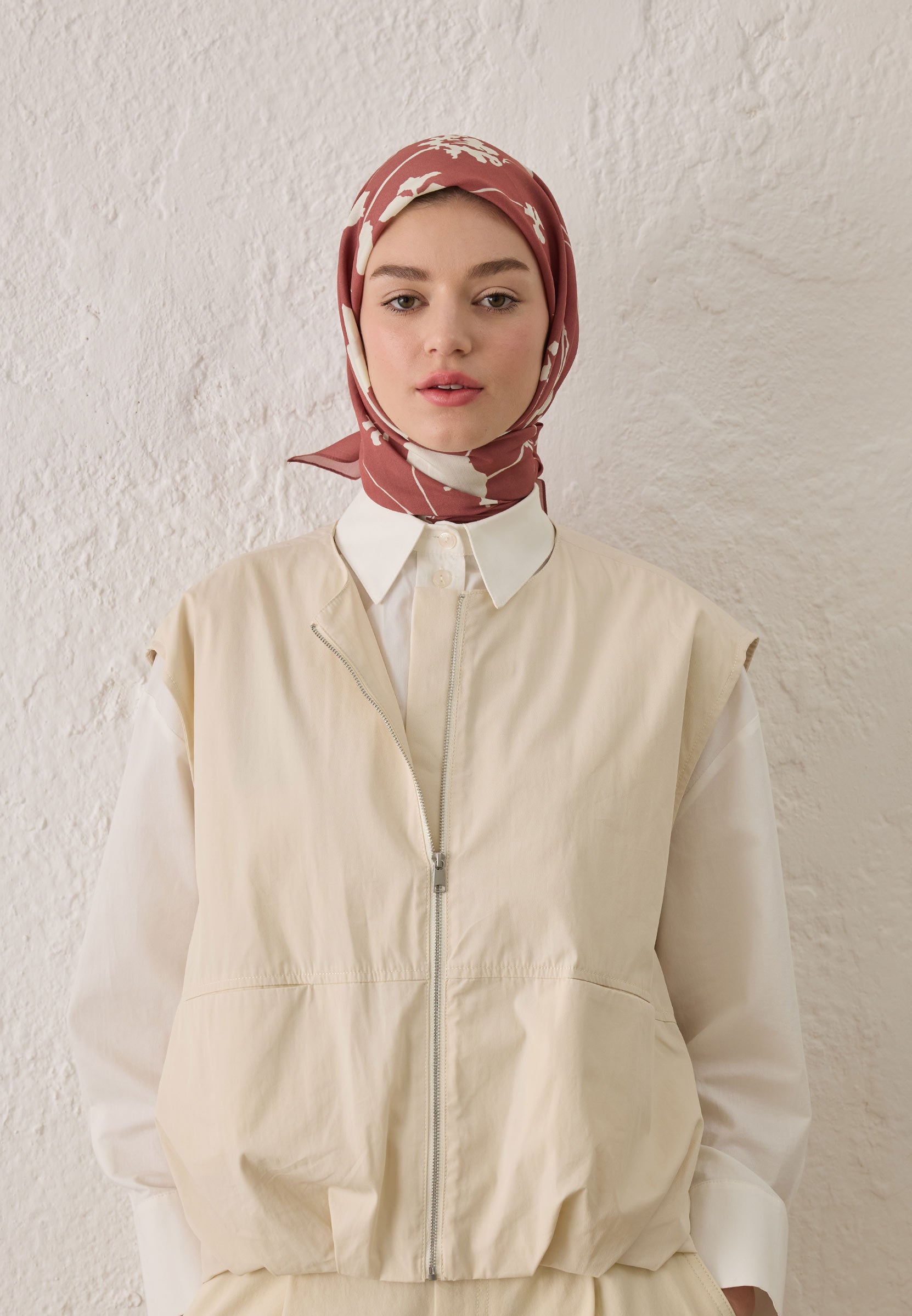 Vıntage Rose Perla Desen Pamuk İpek Eşarp