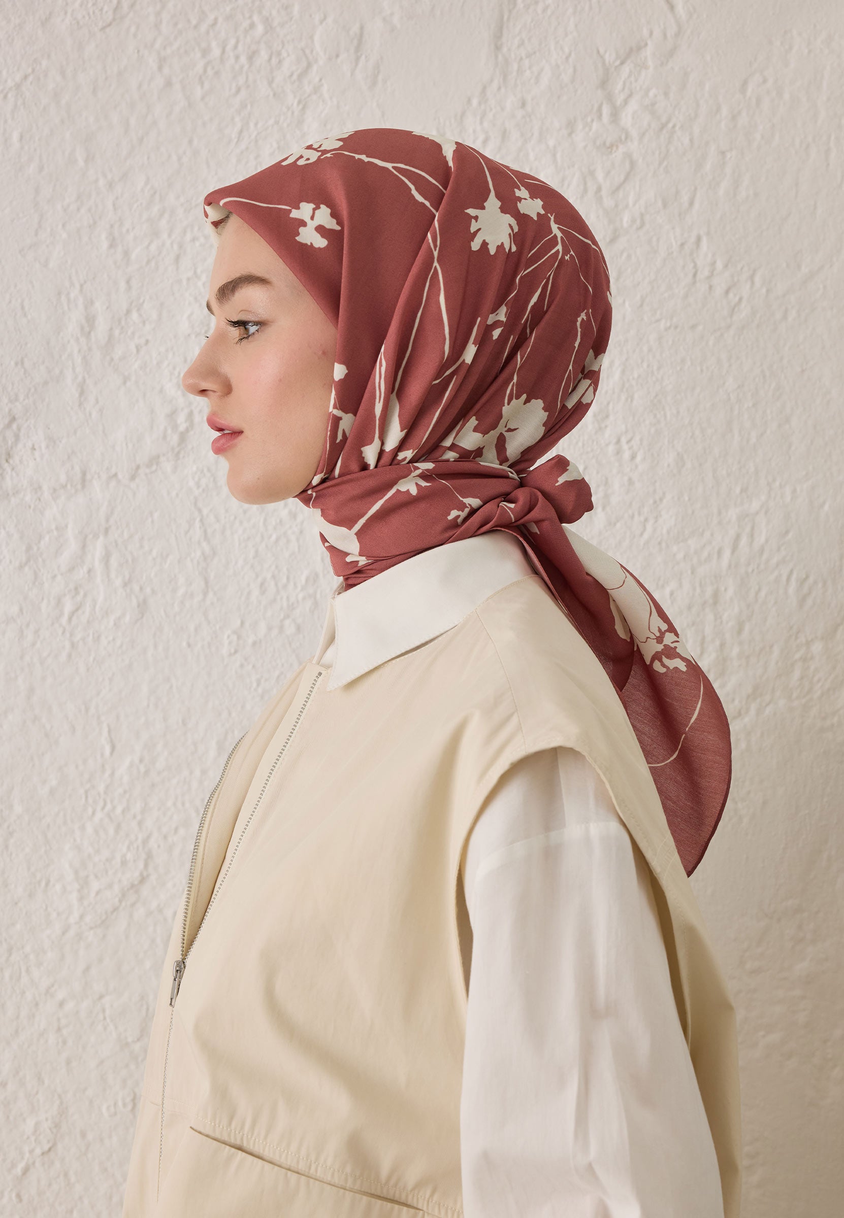 Vıntage Rose Perla Desen Pamuk İpek Eşarp