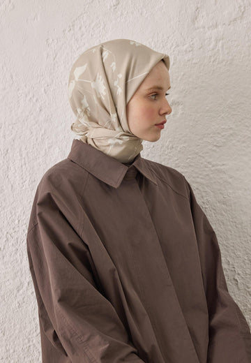 Gümüş Perla Desen Pamuk İpek Eşarp