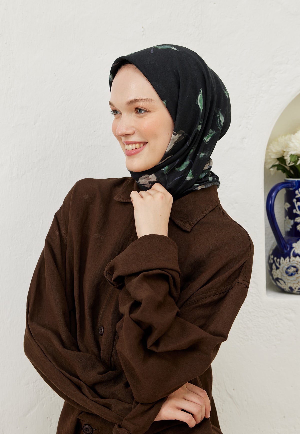 Vizon Bridget Desen Pamuk Vual Eşarp