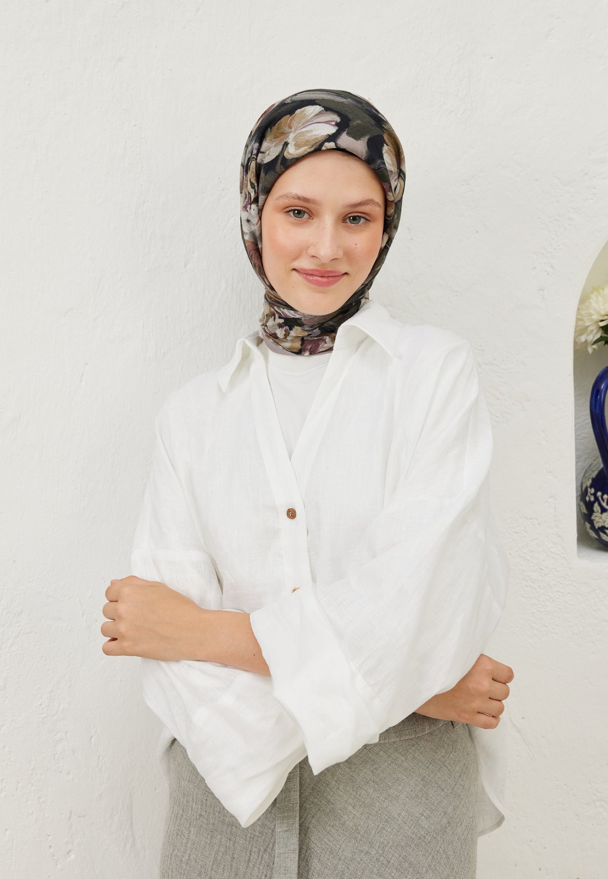 Gülkurusu Lavinia Desen Pamuk Vual Eşarp