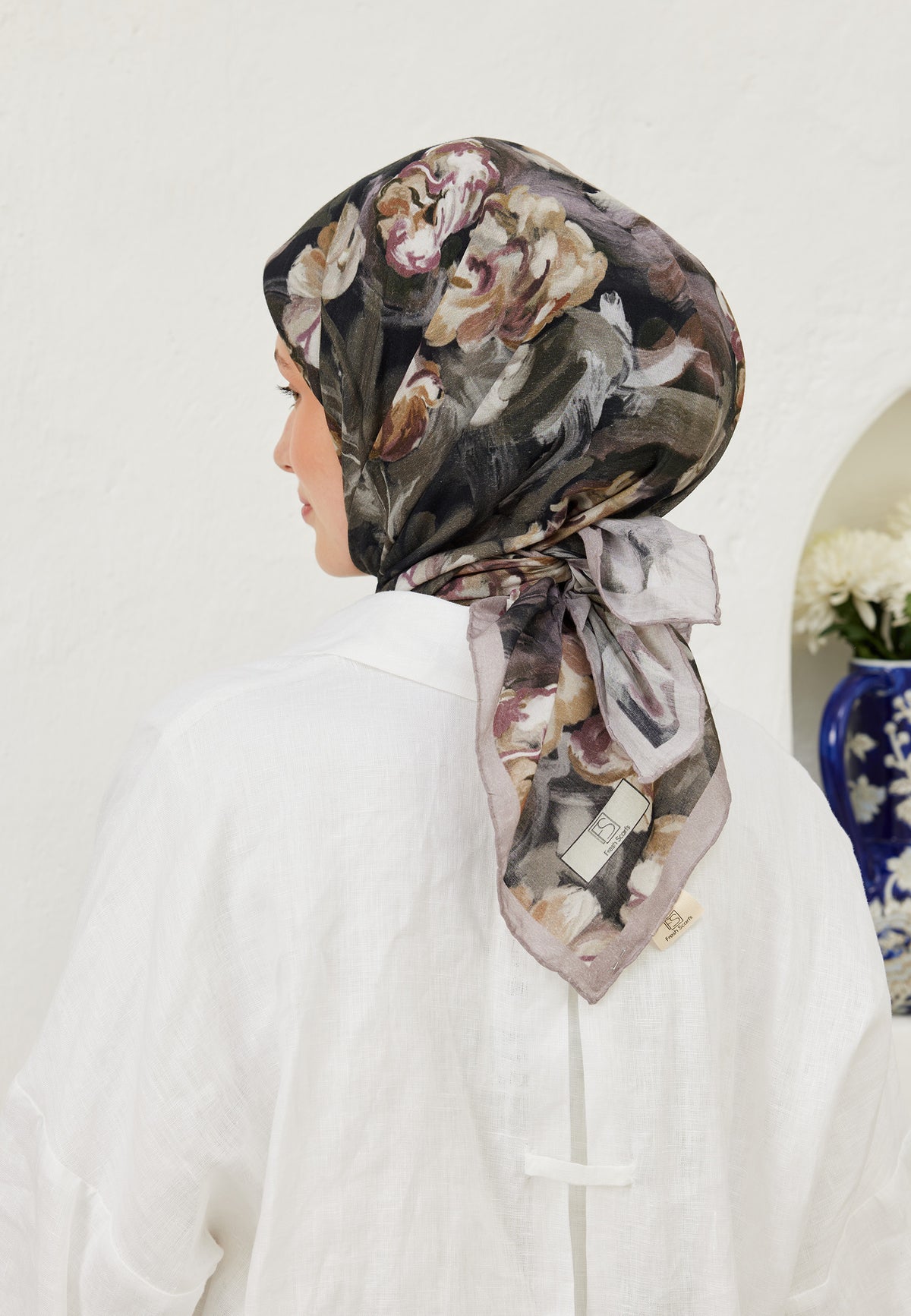Gülkurusu Lavinia Desen Pamuk Vual Eşarp