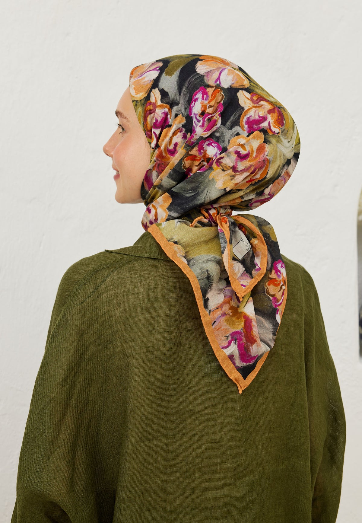 Şeftalı Lavinia Desen Pamuk Vual Eşarp