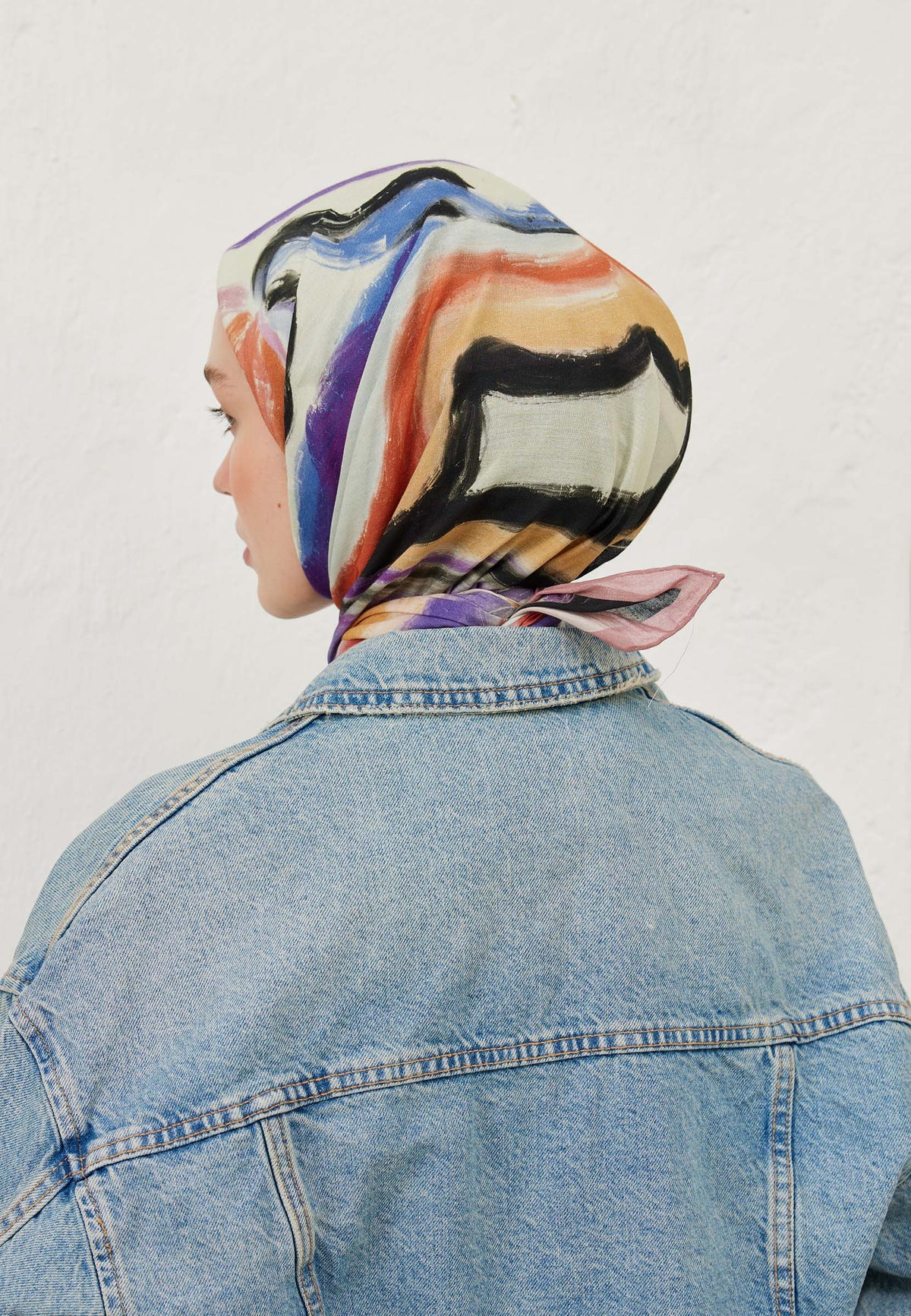 Gülkurusu Colour Waves Desen Pamuk Vual Eşarp