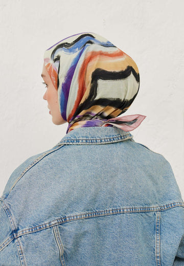 Gülkurusu Colour Waves Desen Pamuk Vual Eşarp