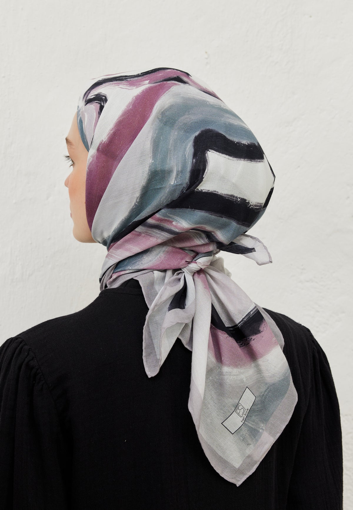 Lavanta Colour Waves Desen Pamuk Vual Eşarp