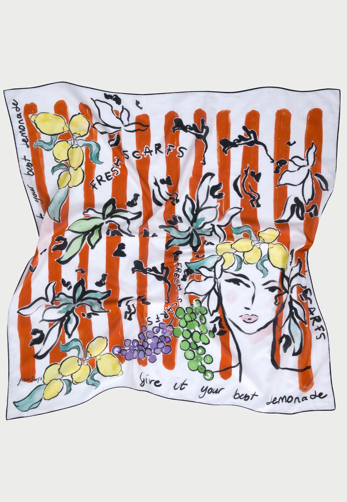 Kırmızı Lemonade Desen Pamuk Vual Eşarp