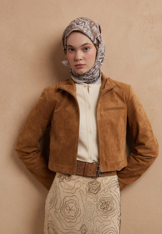 Cappuccıno Lena Desen Pamuk İpek Eşarp