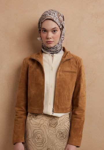Cappuccıno Lena Desen Pamuk İpek Eşarp
