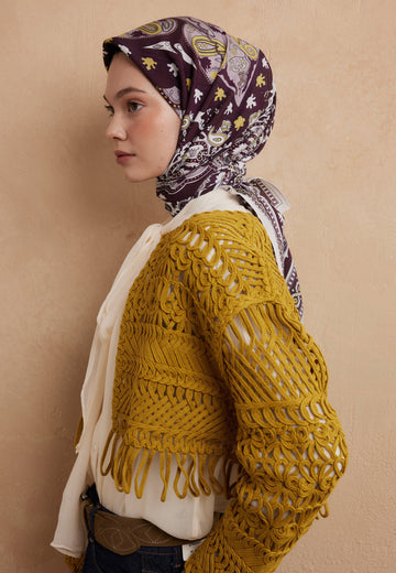Mürdüm Lena Desen Pamuk İpek Eşarp