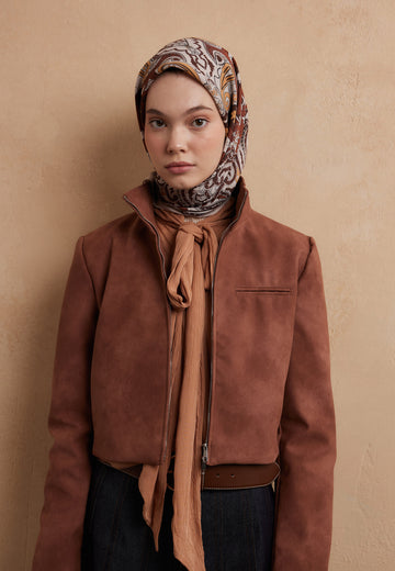 Tarçın Lena Desen Pamuk İpek Eşarp
