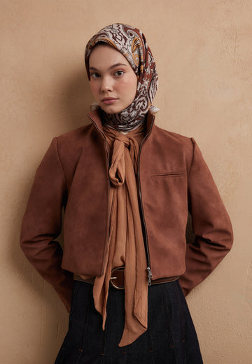 Tarçın Lena Desen Pamuk İpek Eşarp