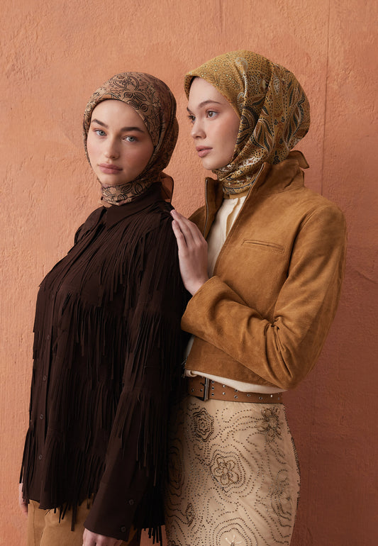 Hardal Eliza Desen Pamuk İpek Eşarp