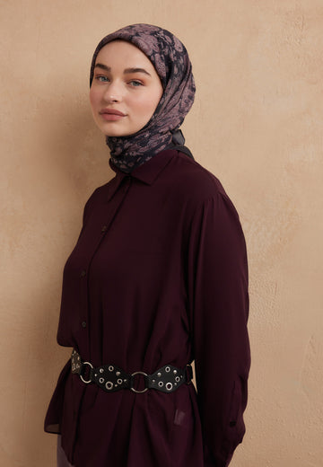 Gülkurusu Freda Desen Pamuk İpek Eşarp