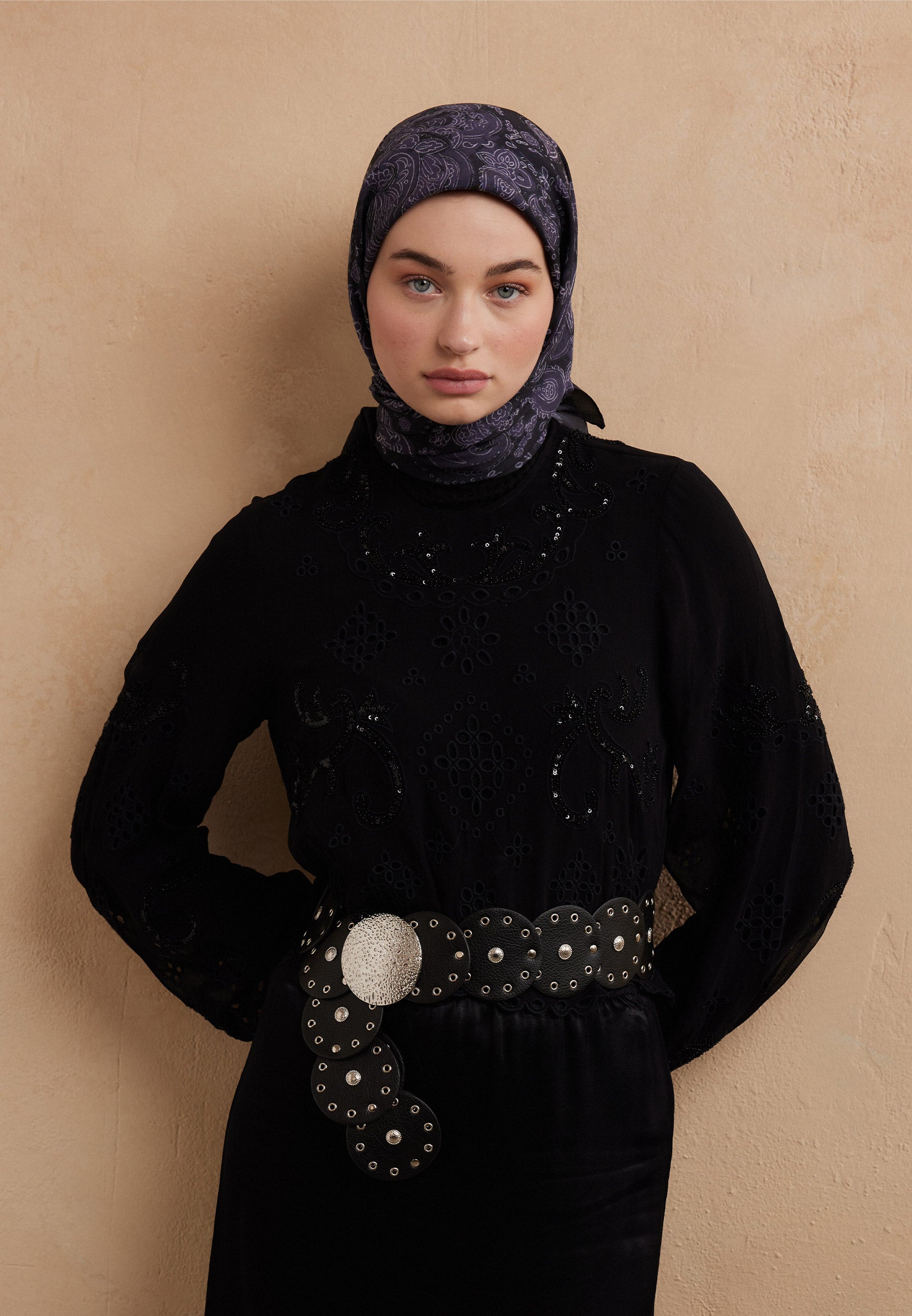 Mor Freda Desen Pamuk İpek Eşarp