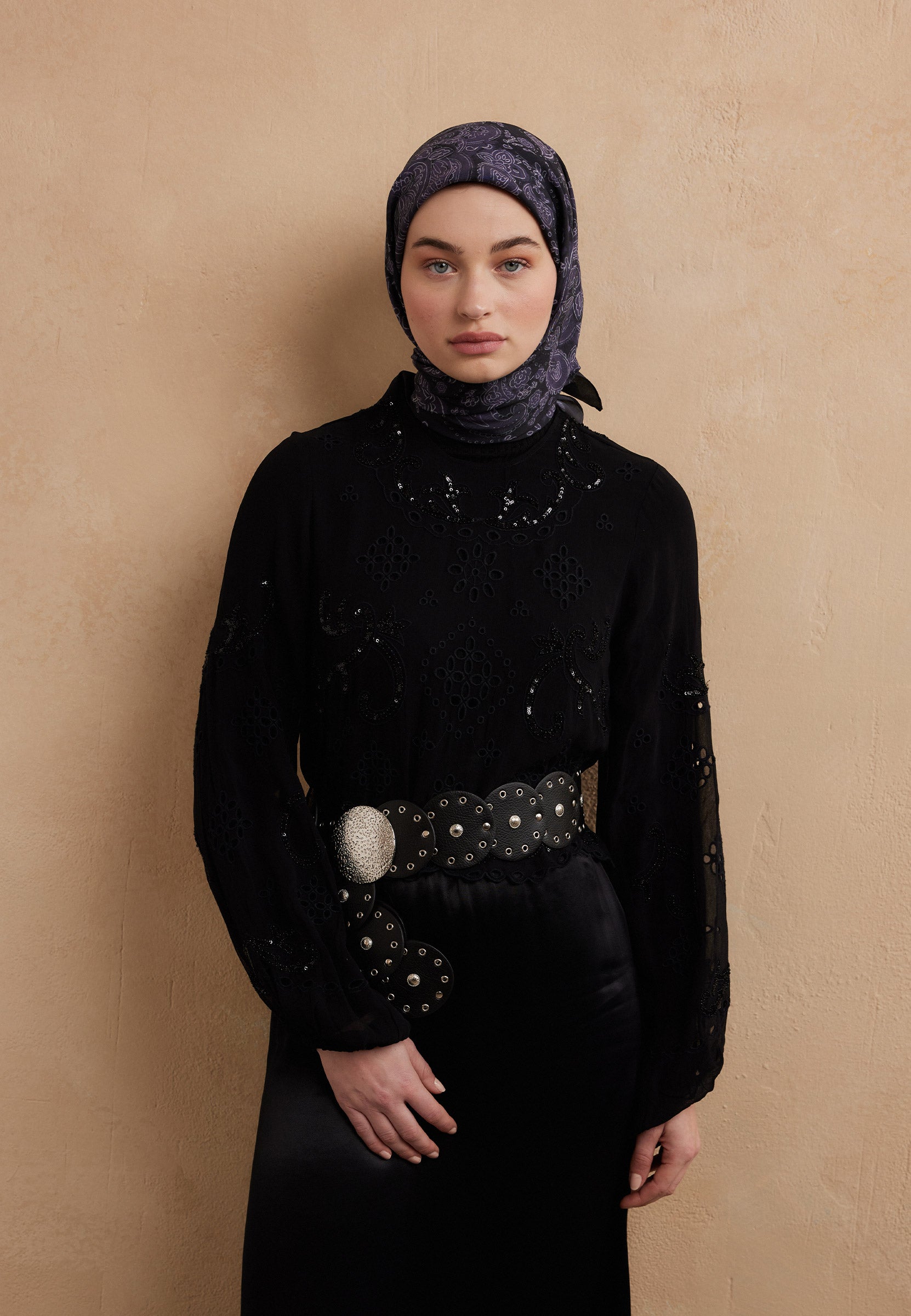 Mor Freda Desen Pamuk İpek Eşarp